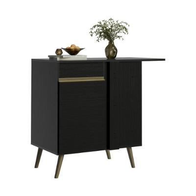 Balcão Florença com 1 Porta e 1 Prateleira em MDP 90CM Preto
