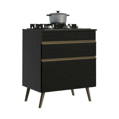 Balcão Florença 1 Porta 1 Gaveta MDP 70CM Preto Multimóveis