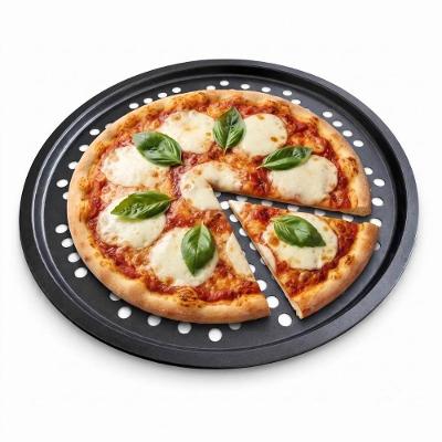 Forma para Pizza Perfurada BS10540 Antiaderente Aço Carbono Fundo Perfurado Cinza Baker's Secret