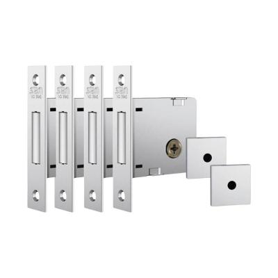 Fechadura Trava Stam 1004 Segredos Iguais Roseta Quadrada Cromado Stam Metalúrgica 4 Chaves