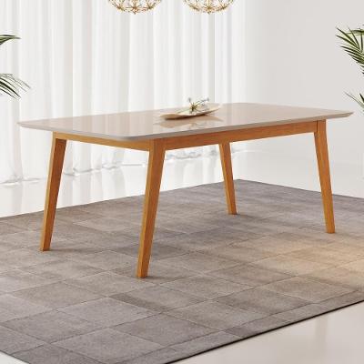 Mesa de Jantar Retrô 6 Lugares Retangular 180CM Cinamomo e Off White Multimóveis