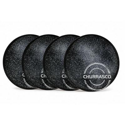 Kit Prato Raso Churrasco Carbon em Porcelana 25CM 4 Peças Tramontina