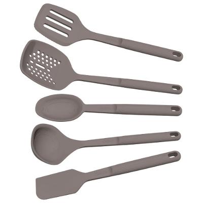 Jogo de Utensílios Tramontina Softta em Silicone Resistente Até 210  graus C com Furo para Pendurar Cinza