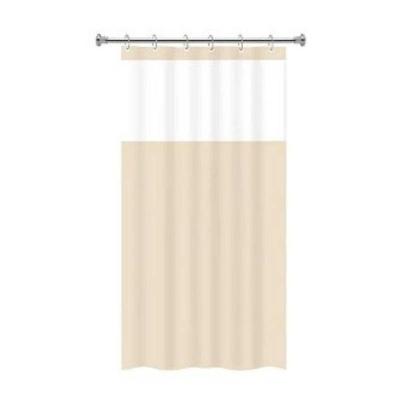Cortina para Box de Banheiro com Gancho e Visor Bege PVC Anti Mofo Vida Pratika