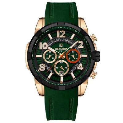 Relógio de Pulso Masculino de Quartzo Esportivo Metal Verde Reward