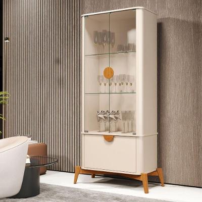 Conjunto de Cristaleira e Buffet Bella Vista 5 Portas 2 Prateleiras MDF 133CM Off White Bechara
