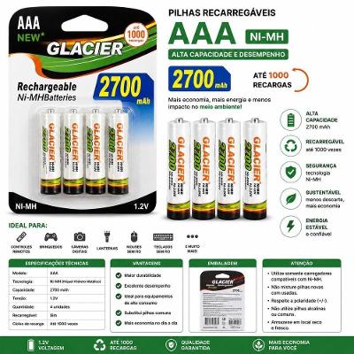 Pilha Recarregável Glacier Digital Power AAA 2700 MAH Ni-MH Amarelo