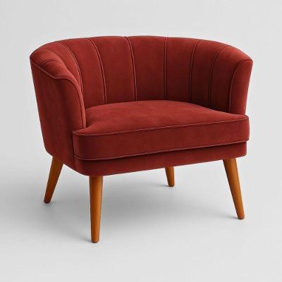 Poltrona Italia Decorativa Veludo Macia Confortável Vermelho Pés Palito