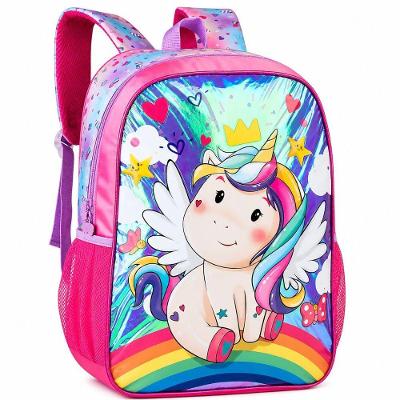 Mochila Infantil de Costas Clio Unicornio Glitter Holografica Poliester Rosa Menina