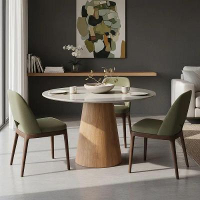 Mesa de Jantar Cone Verniz 4 Lugares Tampo Redondo MDF 80CM Off White Decoraper