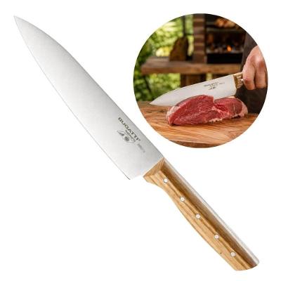 Faca Chef Trattoria Multiuso Churrasco Carne Aves Aço Inox Cabo Madeira Ash Marrom Bugatti