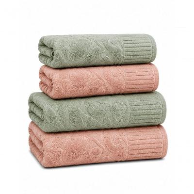 Jogo de Toalhas Banho e Rosto Velvet Flower 4 Peças 100% Algodão Fio Penteado Aveludado Verde Rosa