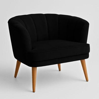 Poltrona Italia Decorativa Veludo Macia Confortavel Preto 67CM 120kg