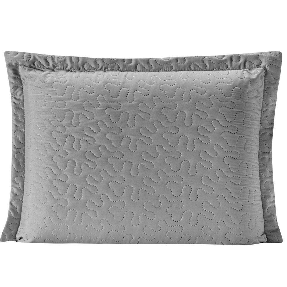 Porta Travesseiro Cinza azul Royal Dupla Face com Zíper - 1