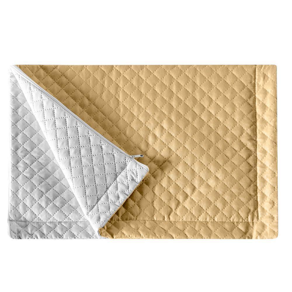 Porta Travesseiro Caqui branco Avulso Dupla Face com Zíper - 4