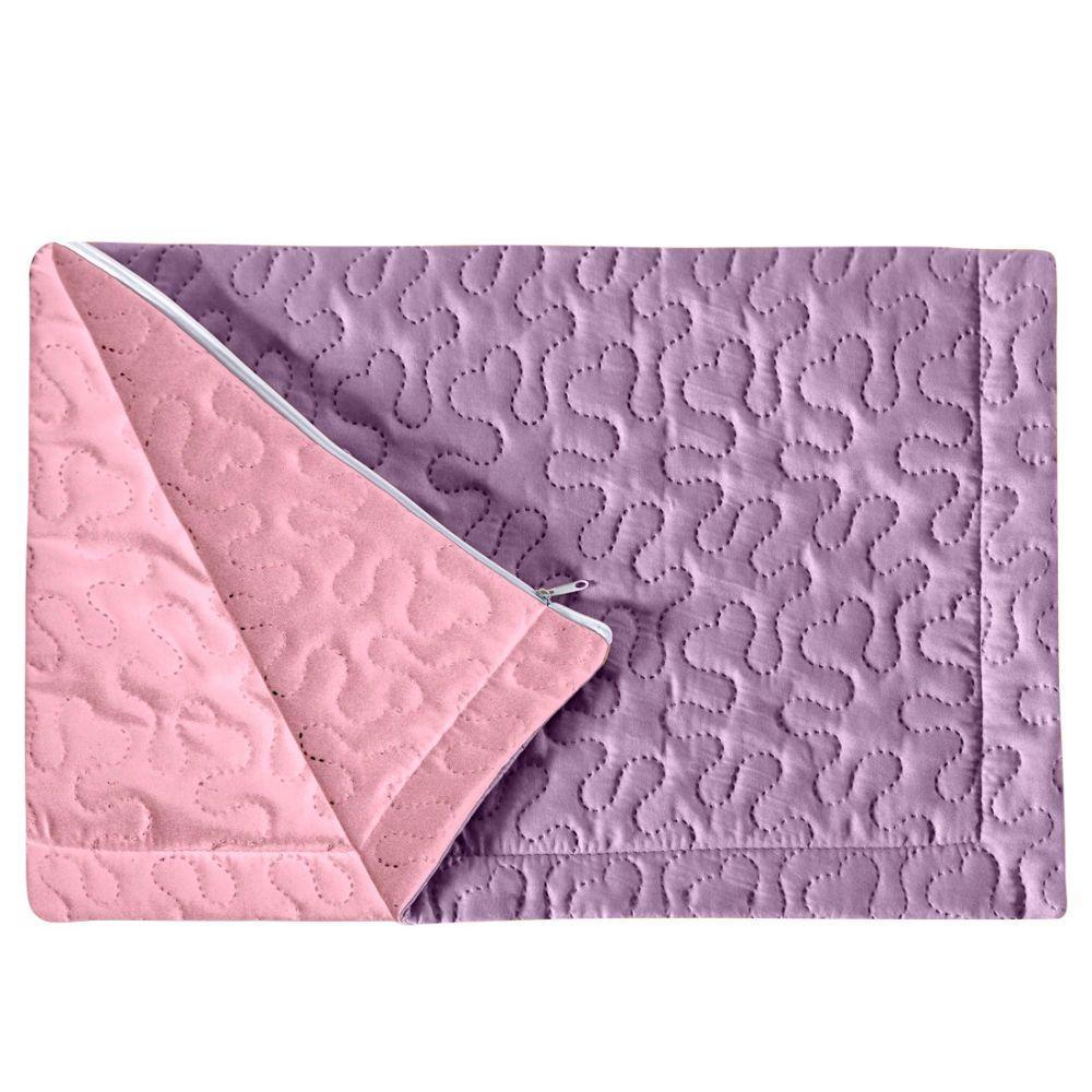 Porta Travesseiro Lilás rosa Avulso Dupla Face com Zíper - 4