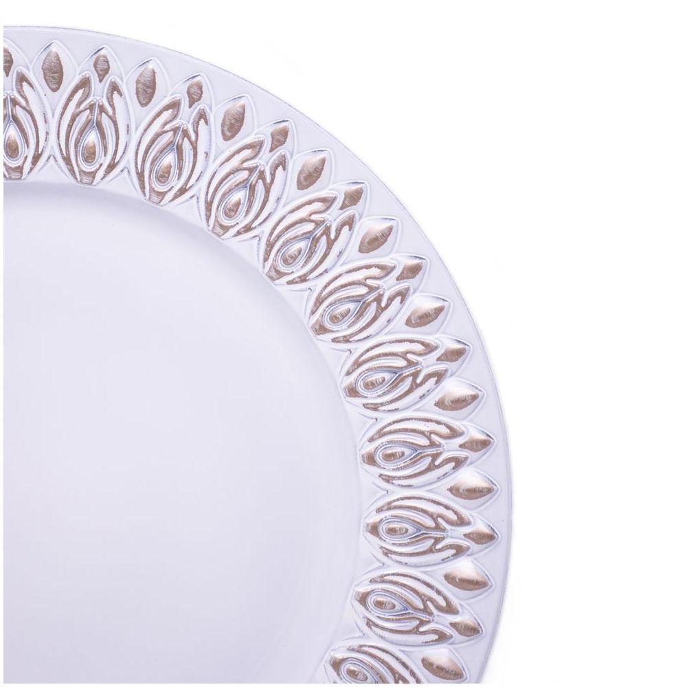 Sousplat Decorativo Branco Com Flores Em Rose 33cm - 3