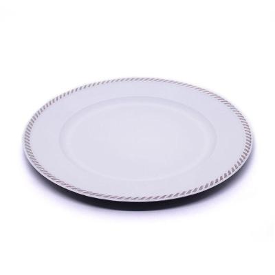 Sousplat Decorativo Branco Com Detalhes Em Rose 33cm