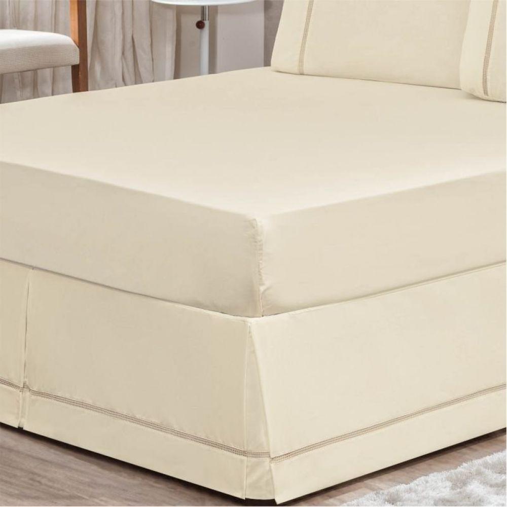 Saia para Cama Box Solteiro 01 Peça Palha Bordados Ricardo - 3