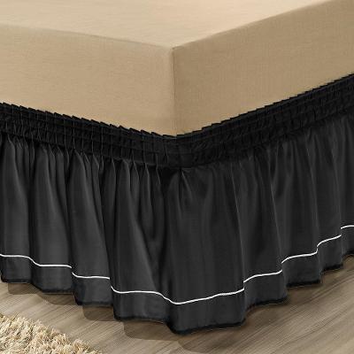 Saia para Cama Box com Fecho Sutache Microfibra Casal Preto