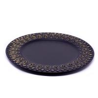 Sousplat Decorativo Preto Flores Em Dourado 33cm - 1