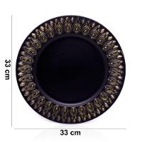 Sousplat Decorativo Preto Flores Em Dourado 33cm - 2
