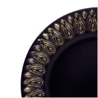 Sousplat Decorativo Preto Flores Em Dourado 33cm - 3