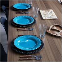 Sousplat Decorativo Preto Flores Em Dourado 33cm - 4