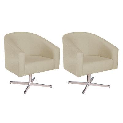 Kit 02 Poltronas Luiza Base Giratória De Metal Suede Terracota