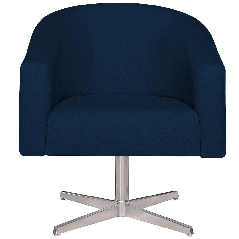 Kit 02 Poltronas Luiza Base Giratória De Metal Suede Azul Marinho - 4