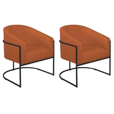 Kit 02 Poltronas Luiza Base De Ferro Preto Suede Terracota