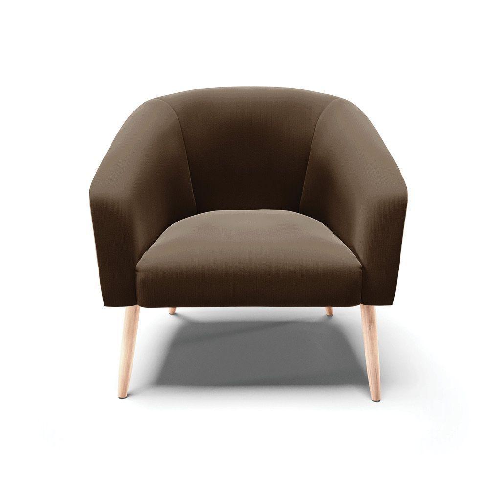 Kit 02 Poltronas Stella Suede Pés Palito Natural - D'rossi Cor Marrom - 6