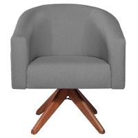 Kit 02 Poltronas Luiza Base Giratória De Madeira Suede Cinza - 3