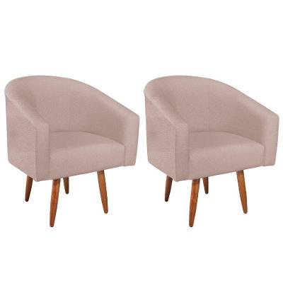 Kit 02 Poltronas Luiza Pés Palito Suede Rosê