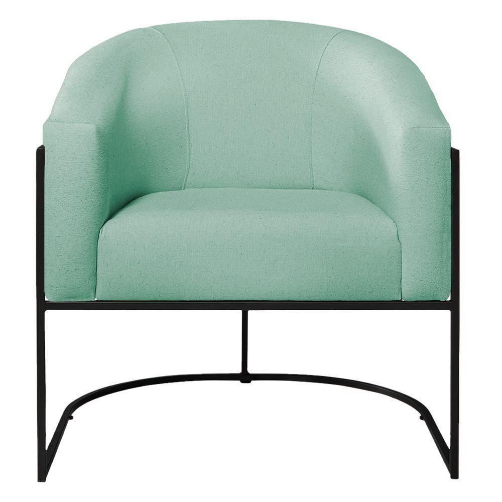 Kit 02 Poltronas Luiza Base De Ferro Preto Suede Azul Tiffany - 5