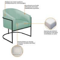 Kit 02 Poltronas Luiza Base De Ferro Preto Suede Azul Tiffany - 7