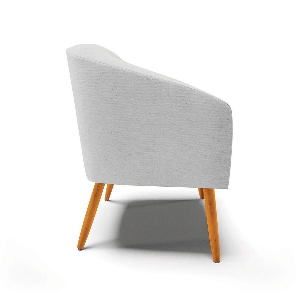 Kit 02 Poltronas Linho Cinza Pés Palitos Castanho D'rossi - 5