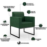 Kit 03 Poltronas Sala Base Fixa Metal Facto Verde Musgo - 6