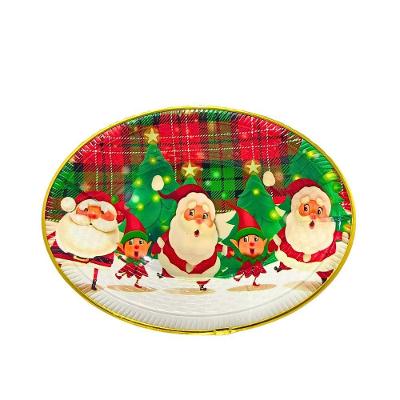 Bandeja Decorativa ZSS-098 com Estampa de Natal Amarelo Altomex 30CM