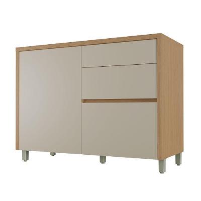 Balcão de Cozinha Condessa 1 Porta 3 Gavetas MDF 120CM Carvalho e Greige