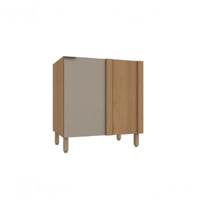 Balcão de Cozinha Canto Reto Vitra 1 Porta MDP 15mm 95CM Freijó Mocca UV Luciane Móveis