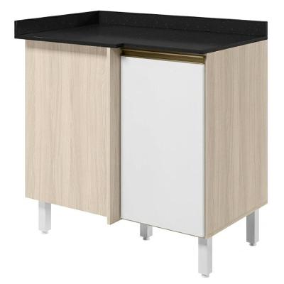 Balcão de Canto com Tampo Kali Premium 1 Porta 1 Prateleira MDF 88,5CM Branco Nicioli