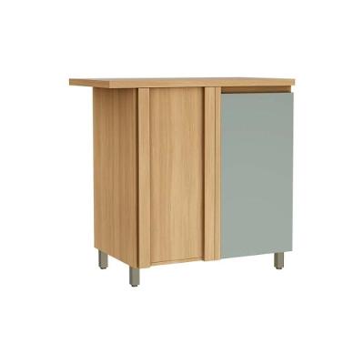Balcão de Cozinha Canto Reto Rainha 1 Porta 1 Prateleira MDF 92cm Verde Nesher Móveis
