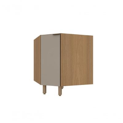 Balcão de Cozinha Canto Diagonal Vitra 1 Porta 74CM Freijó Mocca UV Luciane Móveis