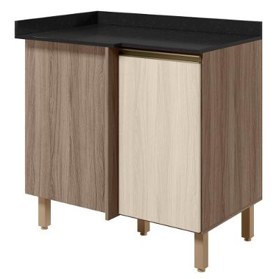 Balcão de Canto com Tampo Kali Premium 1 Porta 1 Prateleira MDF 88.5CM Carvalho Toq Bianco Nicioli