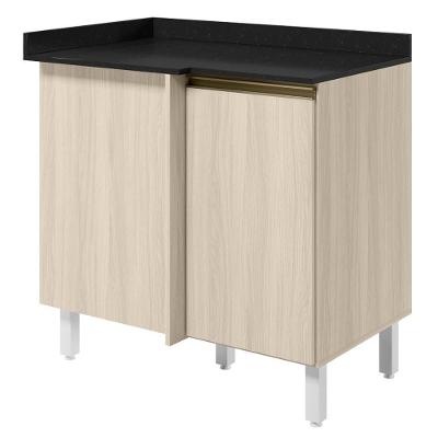 Balcão de Canto com Tampo para Cozinha Kali Premium 1 Porta MDF 88.5CM Branco Nicioli Móveis