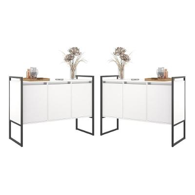 Armario Industrial Buffet Cadiz 3 Portas 1 Prateleira MDF 120CM Branco Casah