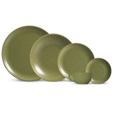 Aparelho de Jantar Organic Olive 20 Peças Porcelana Uso Diário Verde Alleanza