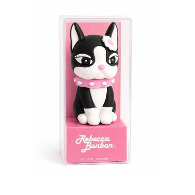 Apontador 3D Rebecca Bonbon Cachorrinho Emborrachado 1 Unidade Preto com Branco e Rosa