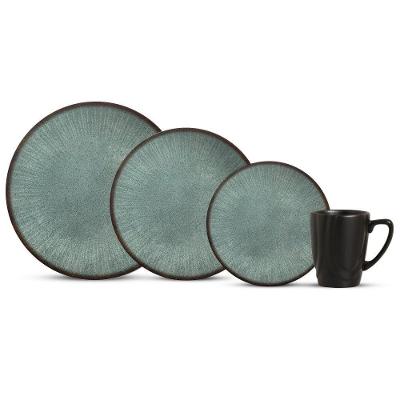 Aparelho de Jantar Síria 16 Peças Porcelana Verde e Preto Alleanza